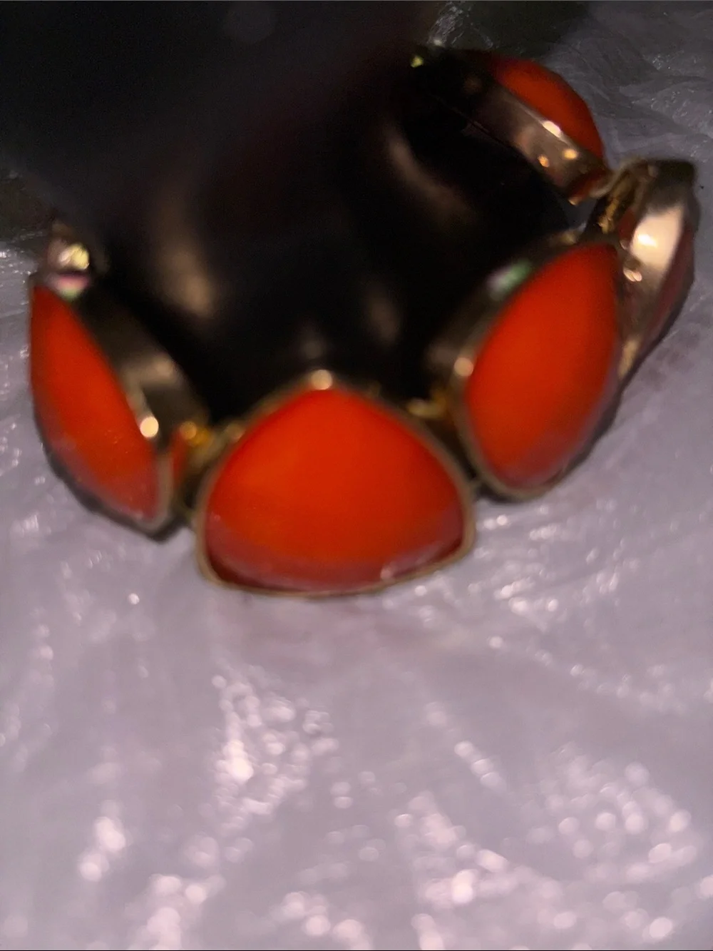 Gold-Tone Orange Stone Cuff Bracelet